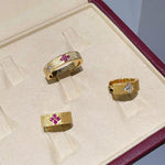 Handcrafted Brushed Pink Sapphire Clover Mini Huggie Earrings - floysun