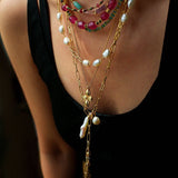 Handcrafted Chain Pearl Necklace Type J - floysun