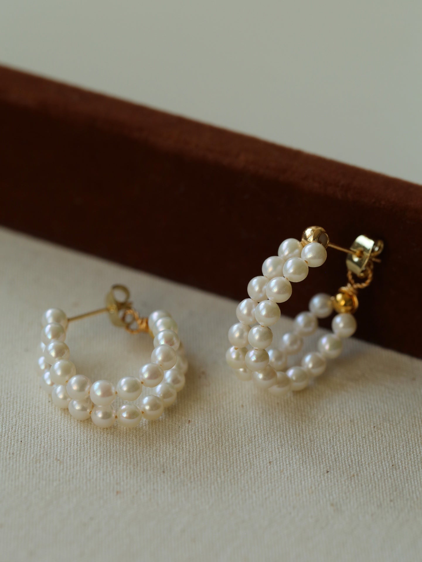 Handcrafted Double layer Pearl Hoop Earrings - floysun