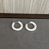 Handcrafted Matte Frosted 925 Sterling Silver Solid Hoop Earrings - floysun