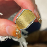 Handmade Brushed Wideband Sparkling Diamond Ring - floysun