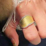Handmade Brushed Wideband Sparkling Diamond Ring - floysun