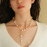 Handwoven Pearl Flower Chain Necklace Type G