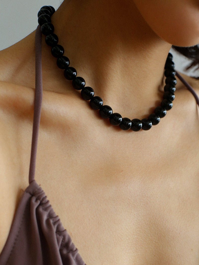 Harmonious Gemstone Necklaces Black Onyx Stones 10mm - floysun