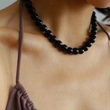 Harmonious Gemstone Necklaces Black Onyx Stones 10mm - floysun