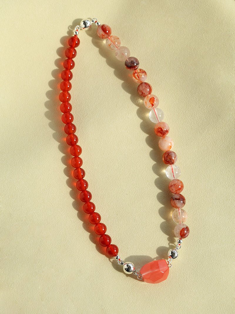 Harmony Red Agate & Red Resin Blossom Convertible Necklace - floysun