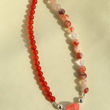 Harmony Red Agate & Red Resin Blossom Convertible Necklace - floysun