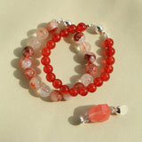 Harmony Red Agate & Red Resin Blossom Convertible Necklace - floysun