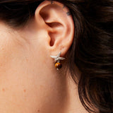 Harvest Wheat Four - Leaf Tiger Eye Earrings - floysun