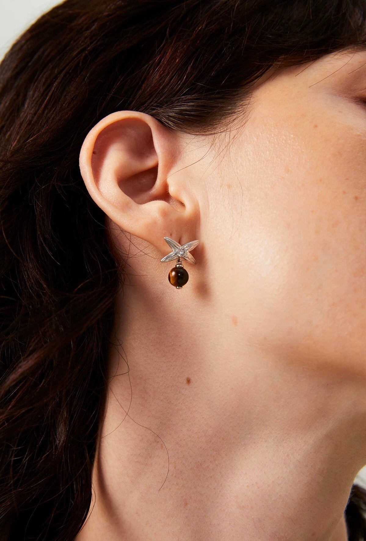 Harvest Wheat Four - Leaf Tiger Eye Earrings - floysun