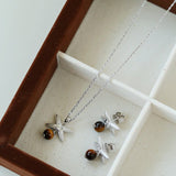 Harvest Wheat Four - Leaf Tiger Eye Pendant Necklace - floysun