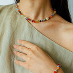 Heirloom Tomato Gemstone Bracelet – Irregular Colorful Beads - floysun