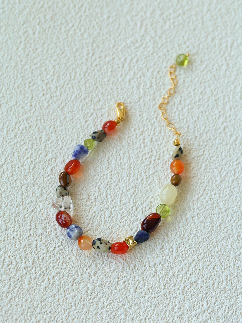 Heirloom Tomato Gemstone Bracelet – Irregular Colorful Beads - floysun