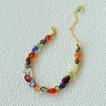 Heirloom Tomato Gemstone Bracelet – Irregular Colorful Beads - floysun