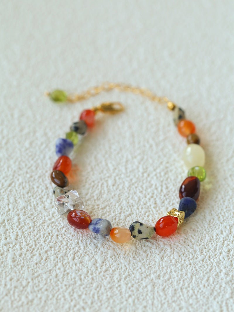 Heirloom Tomato Gemstone Bracelet – Irregular Colorful Beads - floysun