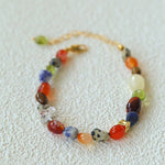 Heirloom Tomato Gemstone Bracelet – Irregular Colorful Beads - floysun