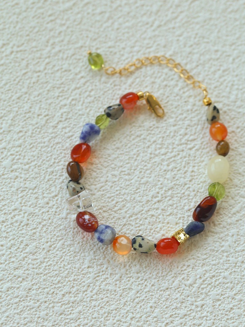 Heirloom Tomato Gemstone Bracelet – Irregular Colorful Beads - floysun