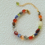 Heirloom Tomato Gemstone Bracelet – Irregular Colorful Beads - floysun