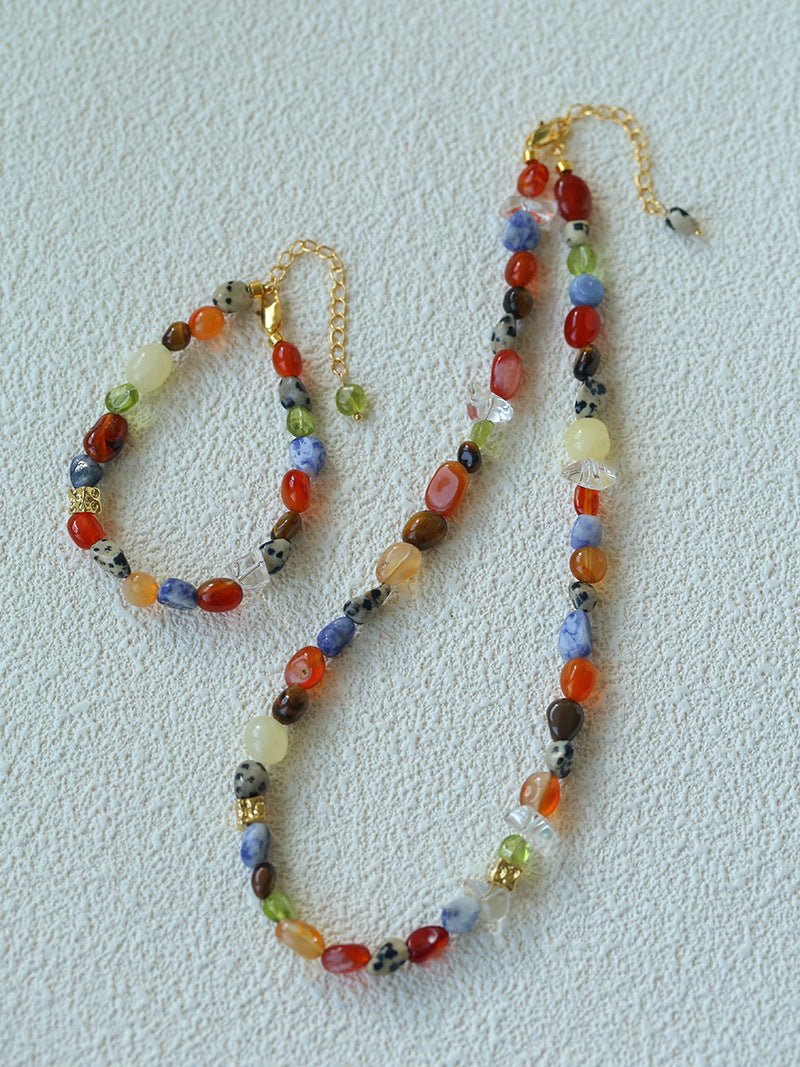 Heirloom Tomato Gemstone Bracelet – Irregular Colorful Beads - floysun
