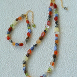 Heirloom Tomato Gemstone Bracelet – Irregular Colorful Beads - floysun