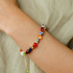 Heirloom Tomato Gemstone Bracelet – Irregular Colorful Beads - floysun