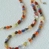 Heirloom Tomato Gemstone Necklace – Irregular Colorful Beads - floysun