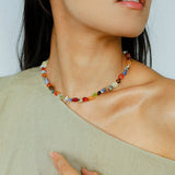 Heirloom Tomato Gemstone Necklace – Irregular Colorful Beads - floysun