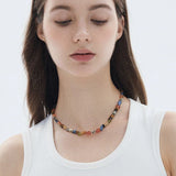 Heirloom Tomato Gemstone Necklace – Irregular Colorful Beads - floysun