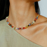 Heirloom Tomato Gemstone Necklace – Irregular Colorful Beads - floysun