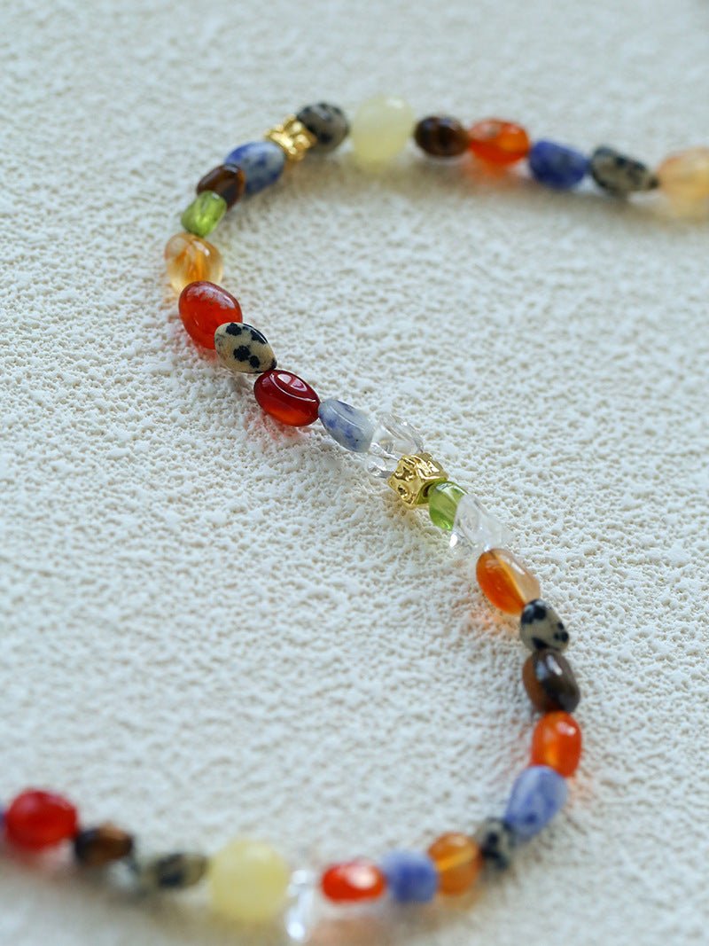 Heirloom Tomato Gemstone Necklace – Irregular Colorful Beads - floysun