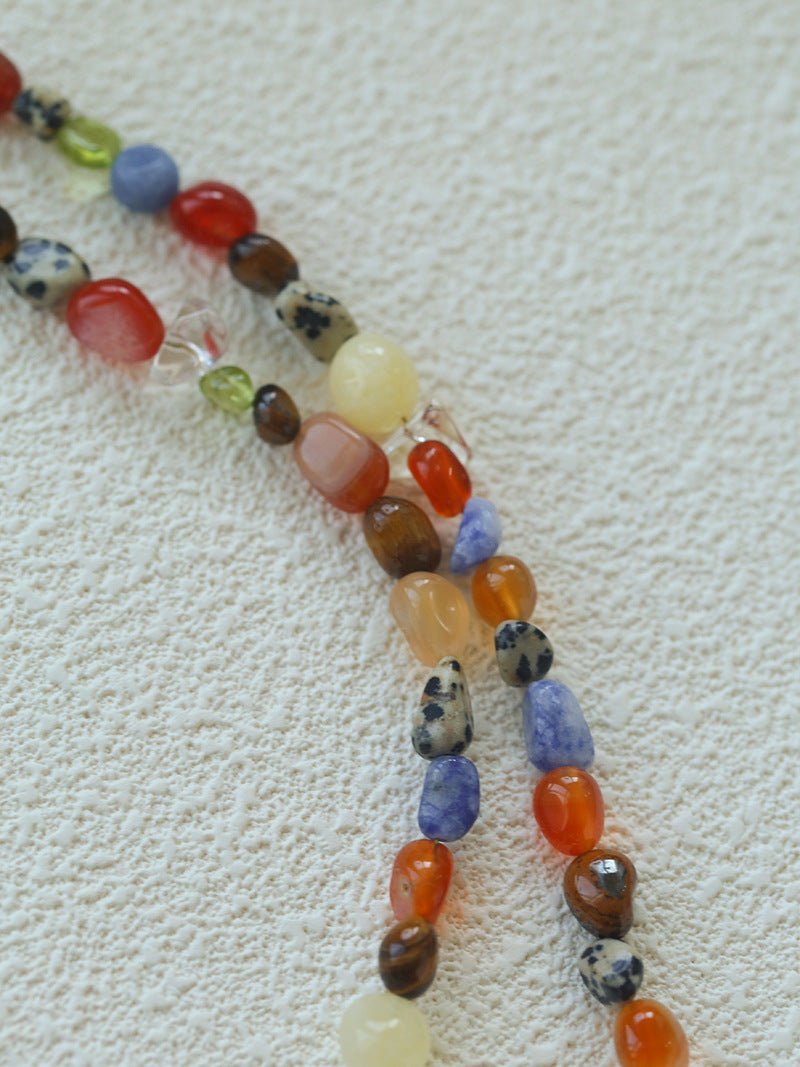 Heirloom Tomato Gemstone Necklace – Irregular Colorful Beads - floysun