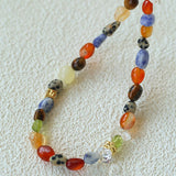 Heirloom Tomato Gemstone Necklace – Irregular Colorful Beads - floysun