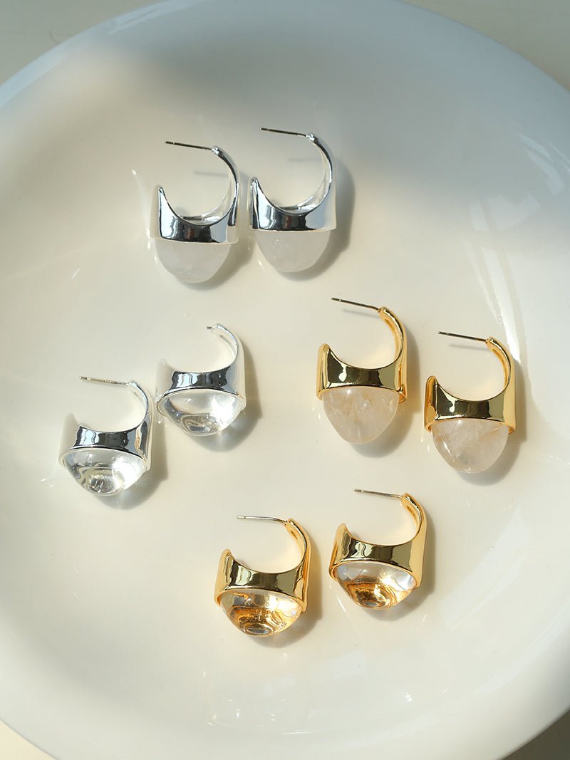 Hilltop Earrings – Gold White Jade - floysun