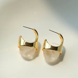 Hilltop Earrings – Gold White Jade - floysun