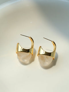 Hilltop Earrings – Gold White Jade - floysun
