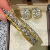 Hollow Leaf Eternal Spring Bangle with Pave Diamonds - floysun