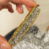 Hollow Leaf Eternal Spring Bangle with Pave Diamonds - floysun