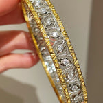Hollow Leaf Eternal Spring Bangle with Pave Diamonds - floysun
