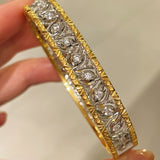 Hollow Leaf Eternal Spring Bangle with Pave Diamonds - floysun