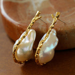 Hooked Branch Baroque Pearl Stud Earrings - floysun