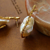 Hooked Branch Baroque Pearl Stud Earrings - floysun