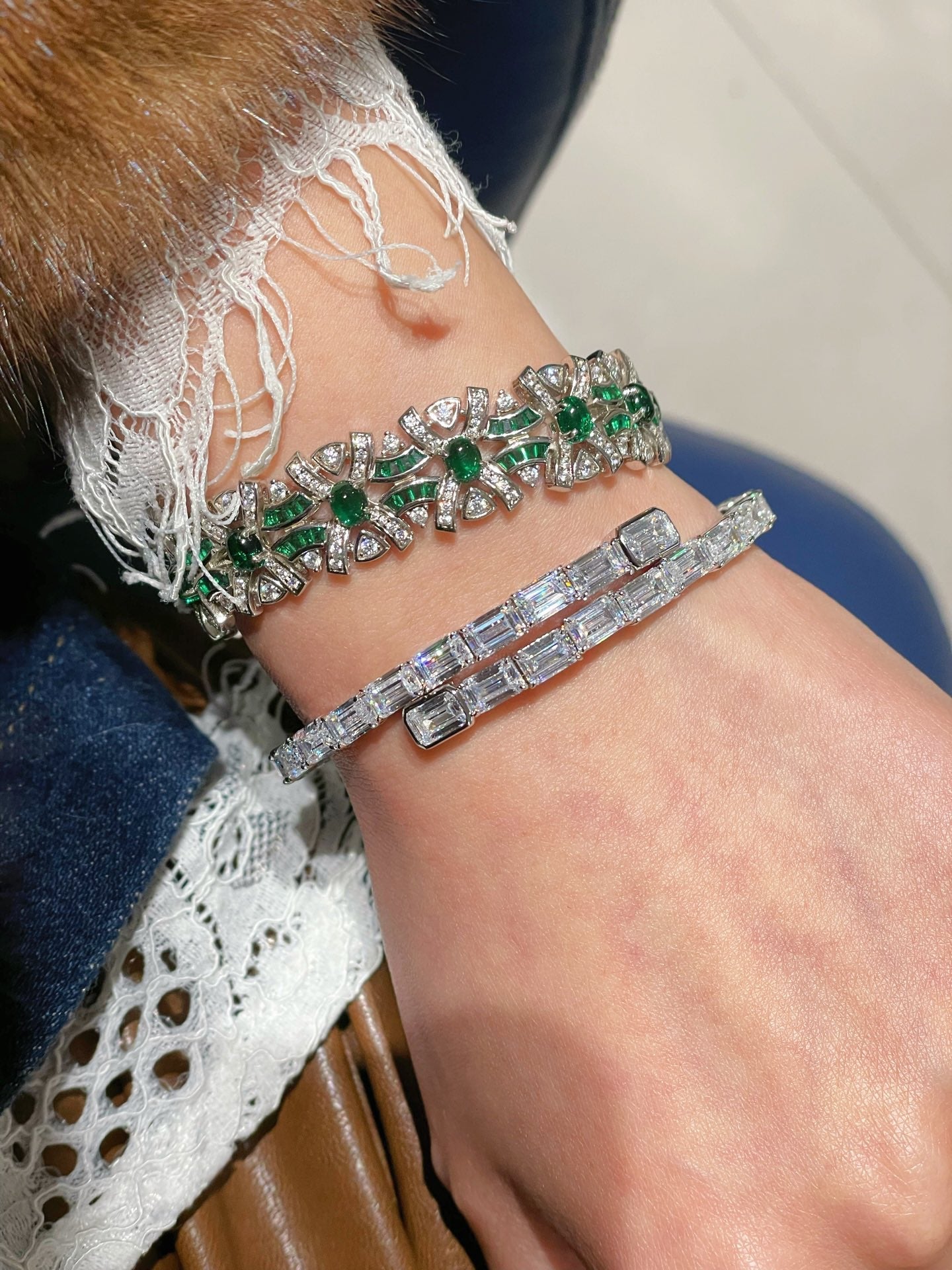 Ice Shine T - Cut Elastic Bracelet – Tower - Cut Diamond Simulant Sparkle - floysun