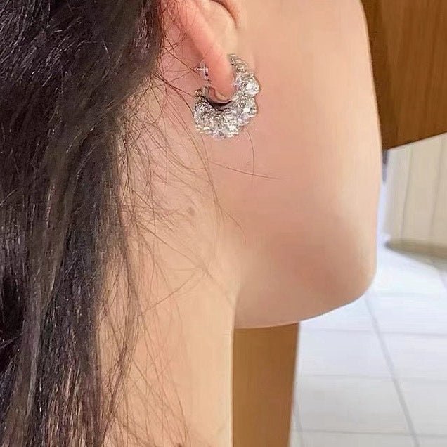 Icy Sparkle Tassel C - Hoop Earrings - floysun