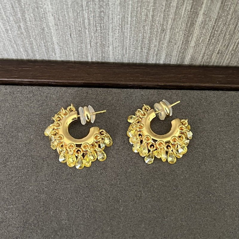 Icy Sparkle Tassel C - Hoop Earrings - floysun