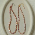 Iridescent Keshi Pearl Necklace with Gold Spacers - floysun