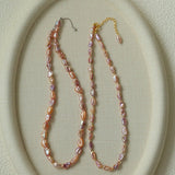 Iridescent Keshi Pearl Necklace with Gold Spacers - floysun