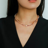 Iridescent Keshi Pearl Necklace with Gold Spacers - floysun