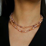 Iridescent Keshi Pearl Necklace with Gold Spacers - floysun