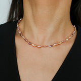 Iridescent Keshi Pearl Necklace with Gold Spacers - floysun