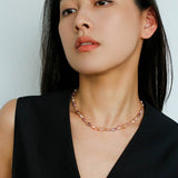 Iridescent Keshi Pearl Necklace with Gold Spacers - floysun